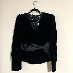 NWT Velvet Blouse in Black